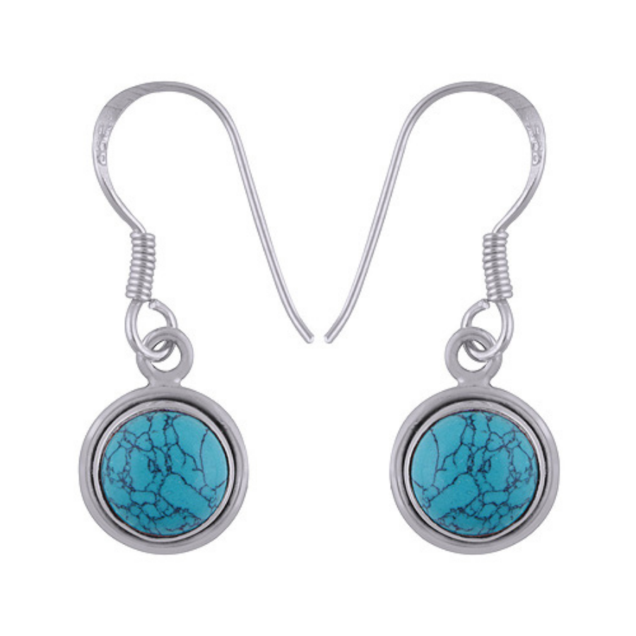 Sterling Silver Turquoise 8mm Round Earrings