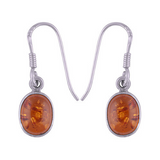 Sterling Silver Amber 8x10mm Oval Earrings