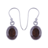 Sterling Silver Smoky Topaz 12x10mm Earrings.