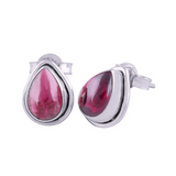 Sterling Silver Garnet 11 x 8mm Pear Shape Stud Earrings
