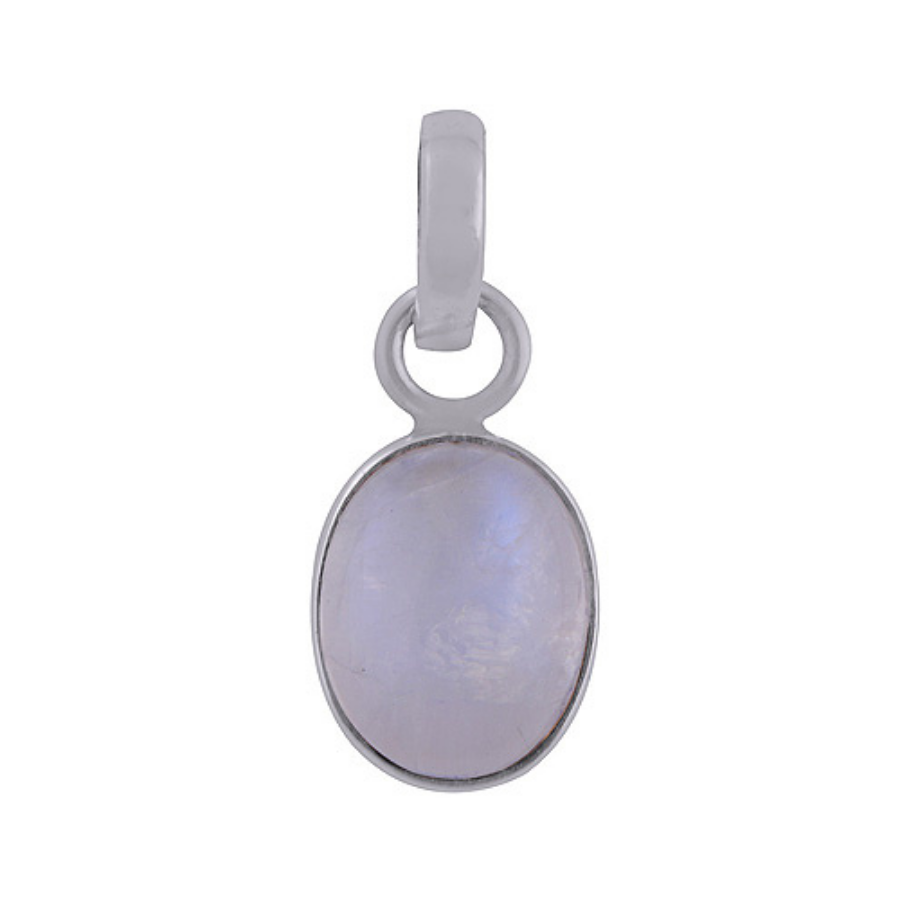 Sterling Silver Rainbow Moonstone 12x10mm Oval Pendant