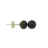 Sterling Silver Black Pearl Stud Earrings 7-7.5mm.