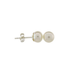 White Pearl Stud Earrings set in Sterling Silver