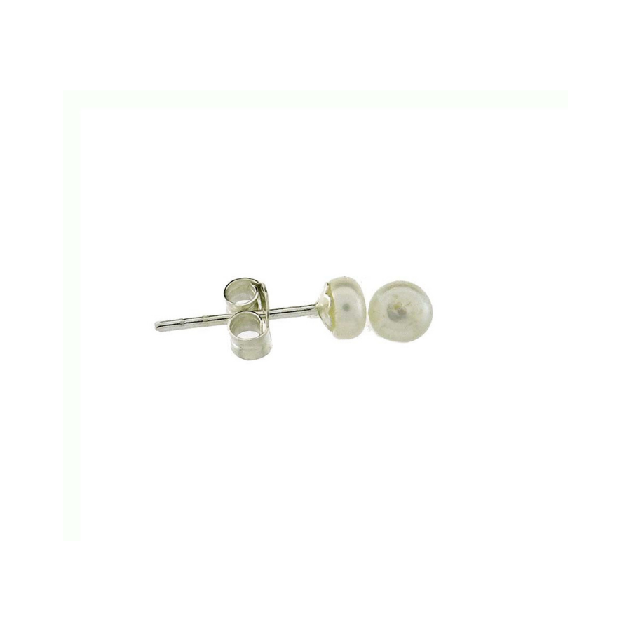 White Pearl Stud Earrings set in Sterling Silver