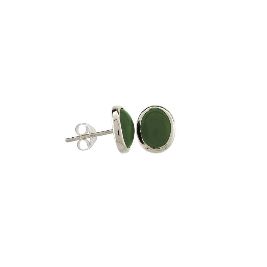 Jade stud earrings 7x9mm