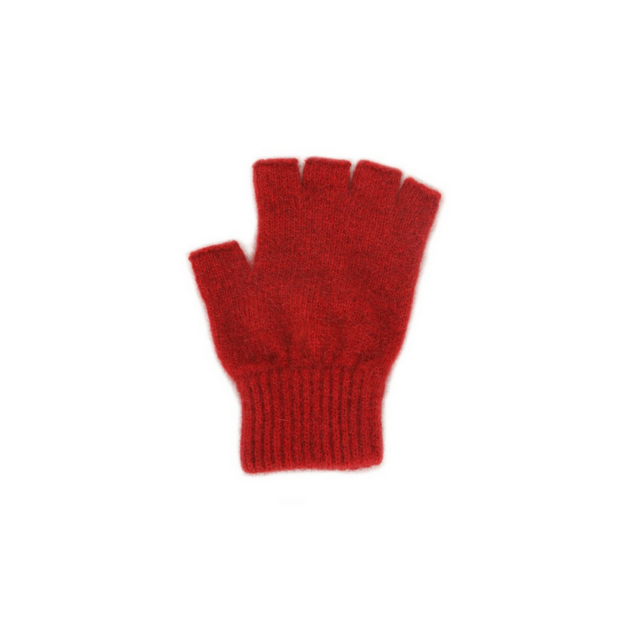 Open Fingered Possum Merino Gloves - Red