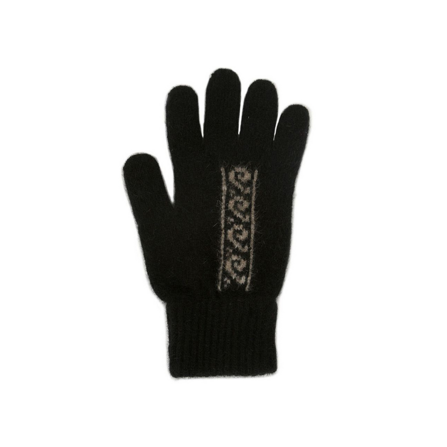Possum Merino Koru Glove - Black / Natural