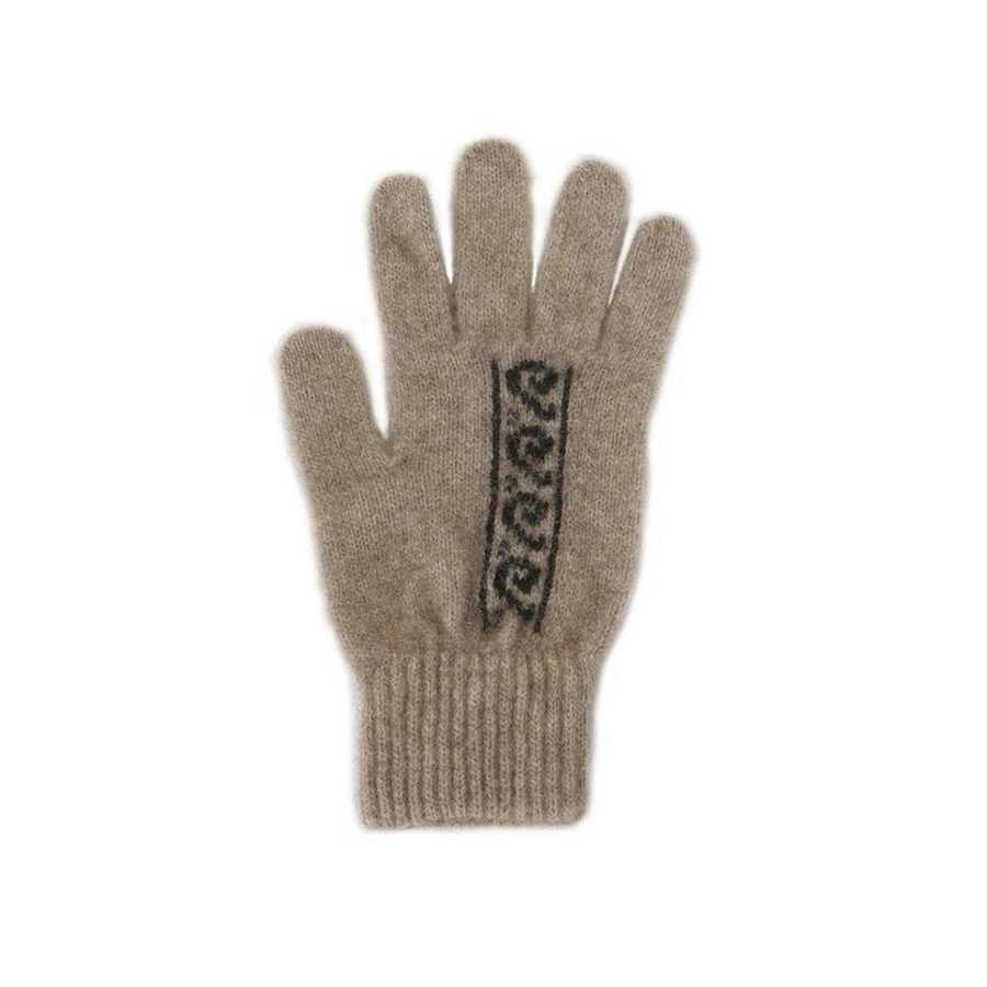Possum Merino Koru Glove - Natural / Black