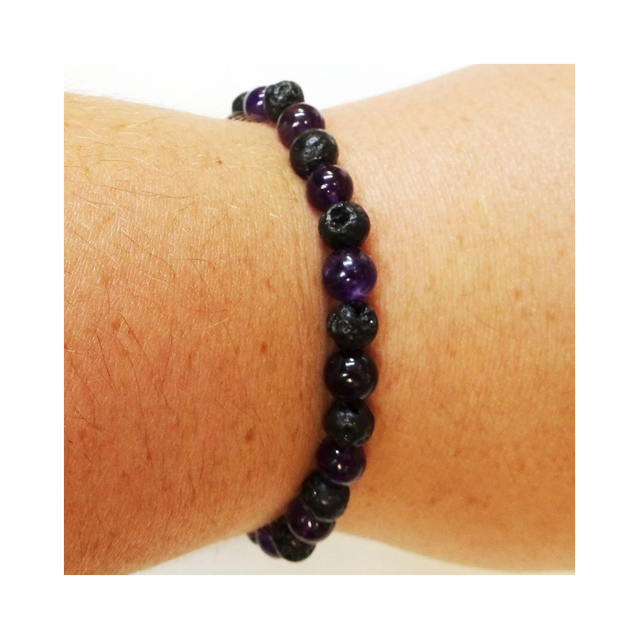 Amethyst and Lava Bead Bracelet