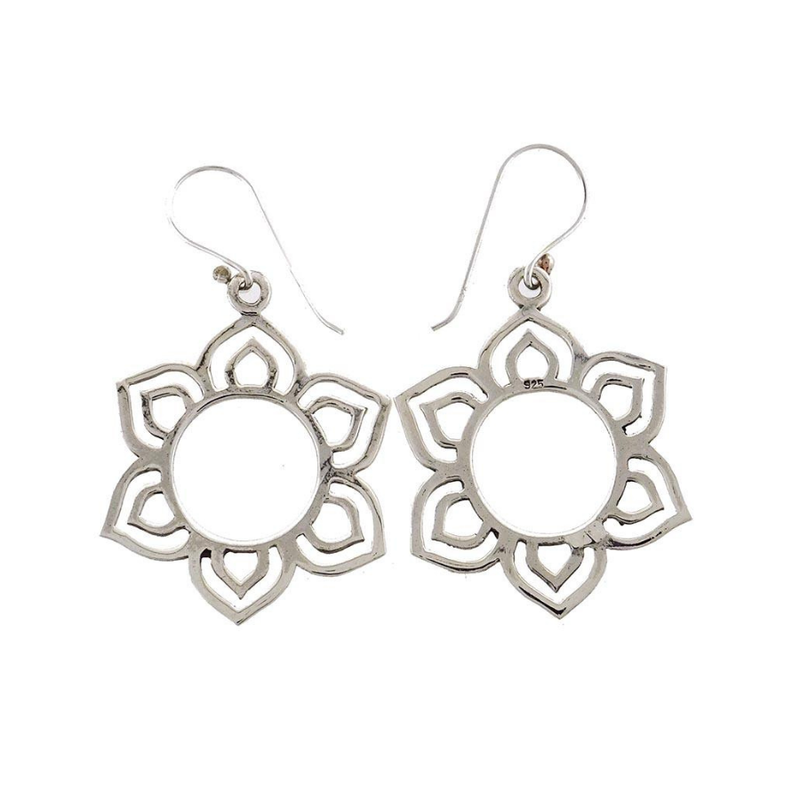 Sterling Silver Mandala Pattern Drop Earrings