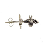 Silver stud earring honey bee