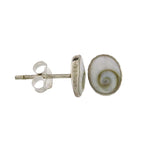 Cats Eye Shell Sterling Silver Stud Earrings Oval
