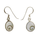 Cats Eye Shell Sterling Silver Drop Earrings Oval