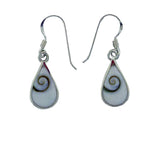 Cats Eye Shell Sterling Silver Drop Earrings Teardrop