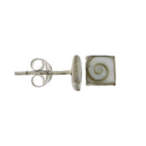 Cats Eye Shell Sterling Silver Stud Earrings Square