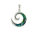 Pāua Pendant Open Spiral Sterling Silver