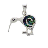 Pāua Pendant Kiwi with Spiral Sterling Silver